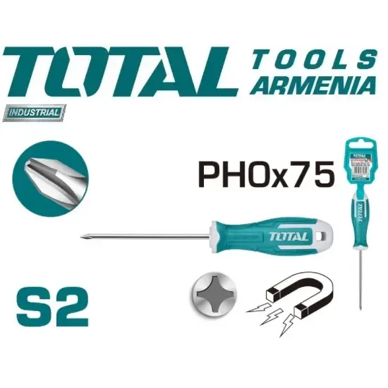 Крестовая отвертка Phillips PH0 S2 3x75мм THT26PH0075