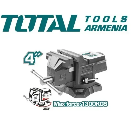 Слесарные тиски с наковальней 100мм THT6146