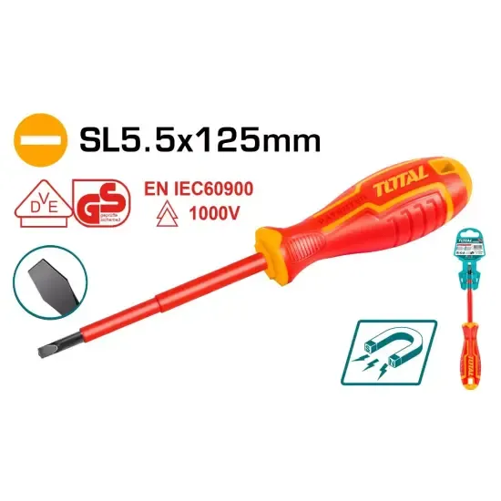 Отвертка шлицевая Диэлектрическая SL5.5x125mm 1000Вт THTIS5125